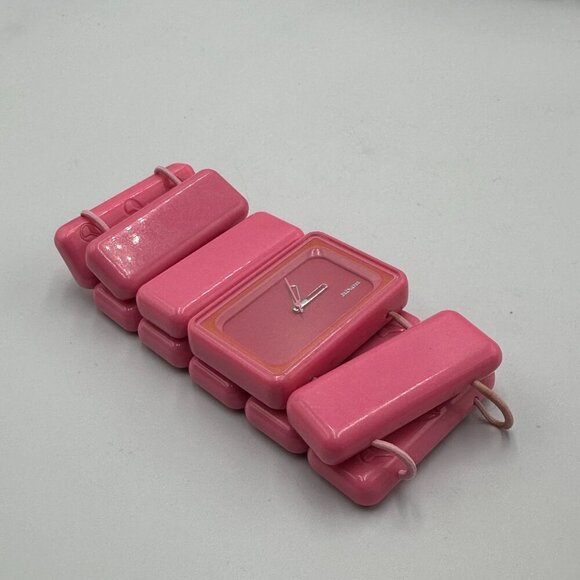 Nixon Vega Watch Women Pink Rectangle Dial Stretched Out Band New Battery - Picture 3 of 7